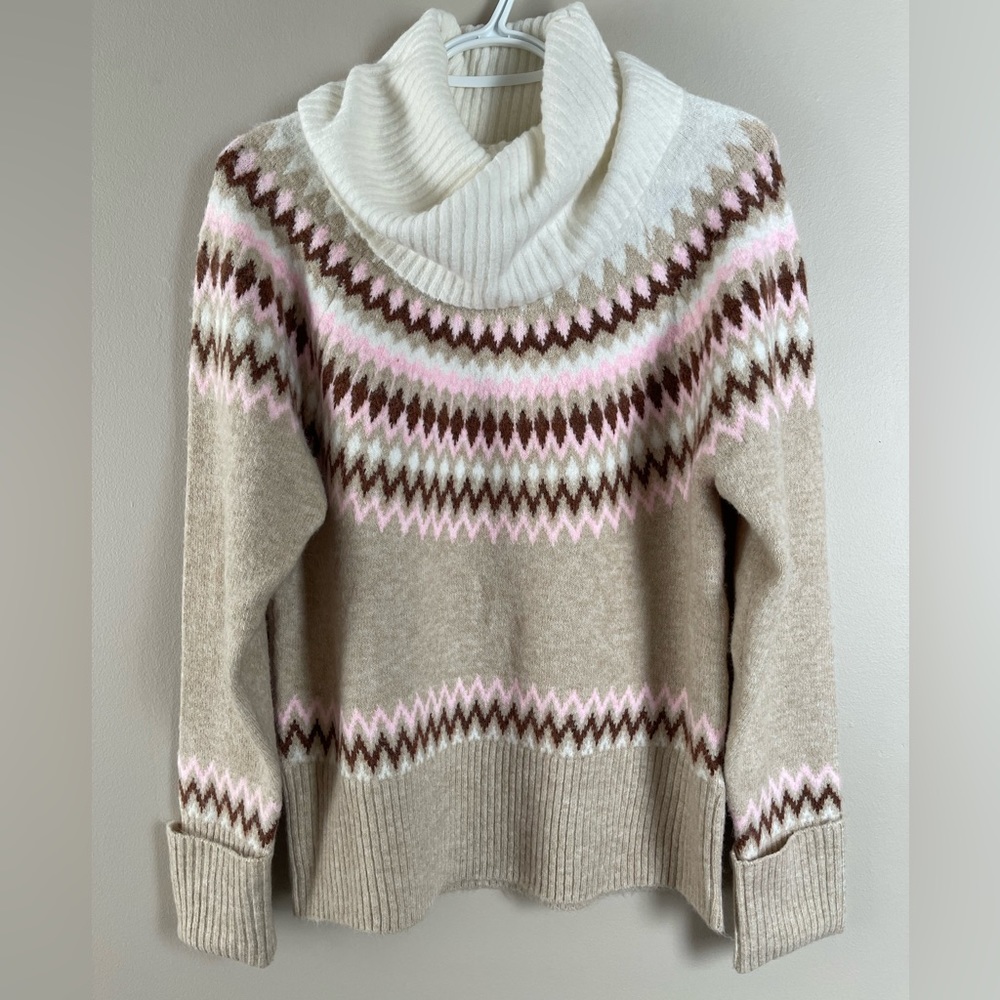 Rachel Zoe Fair Isle Cowl Neck Sweater